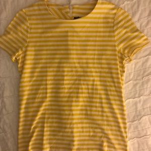 Yellow and white striped blouse